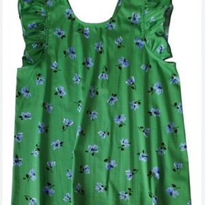 Green Floral Sleeveless Top
